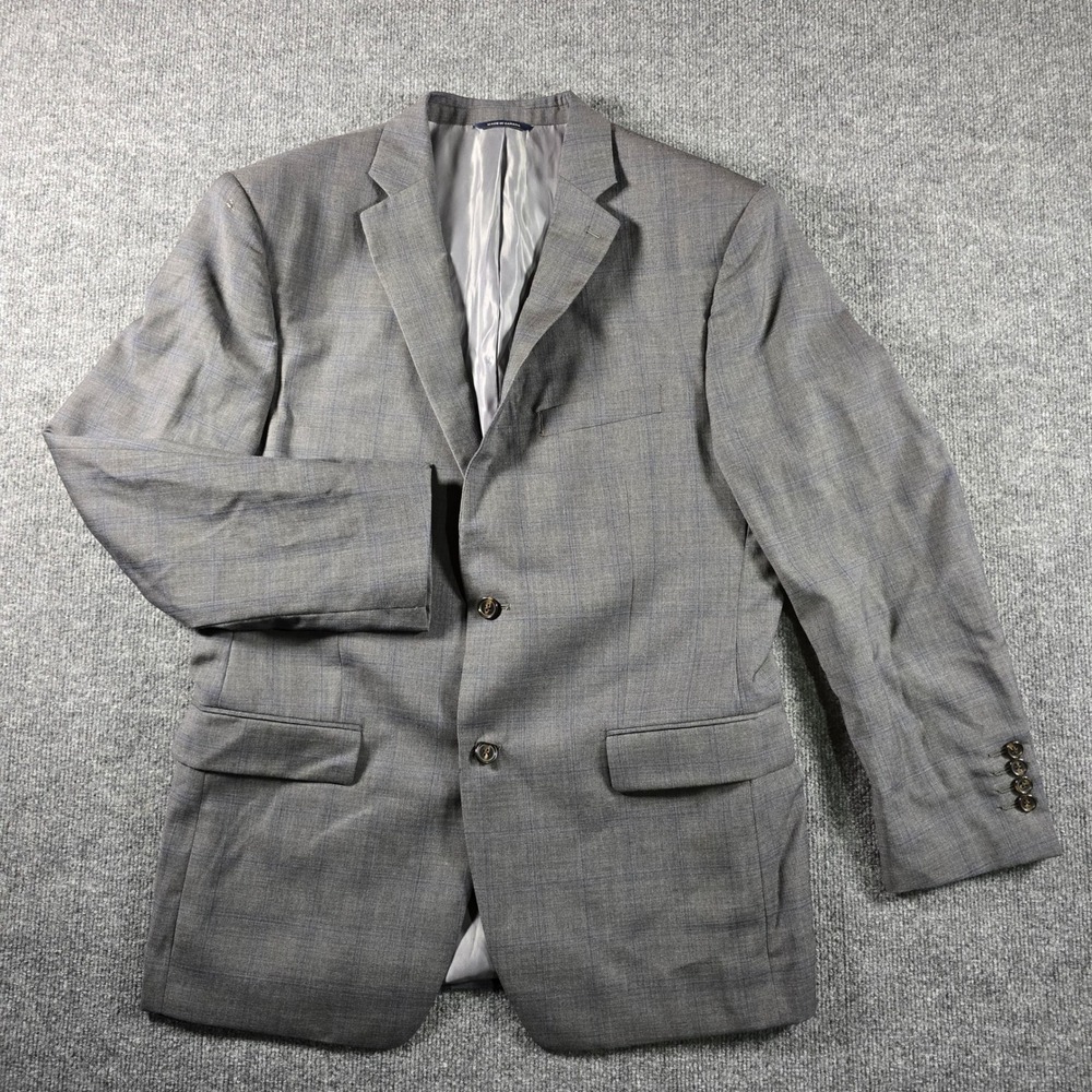Ralph Lauren Mens Blazer 44R Grey Glen Plaid 100% Wool Sport Coat Made in Canada